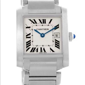 Authentic Cartier Stainless Ladies Tank Francaise Medium Quartz Watch